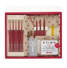 Tulip TED001 ETIMO Red Crochet set red crochet hook with cushion grip Japan