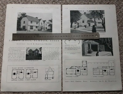 1938 Print Press Cutting Loft's Hall Elmdon Essex Architecture 