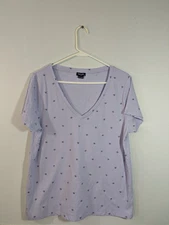 Splendid Womens V Neck Purple w/Star Print T Shirt Size XL