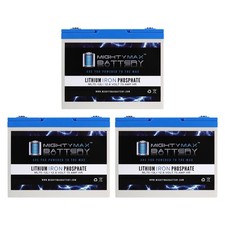 Mighty Max 12V, 75Ah Lithium Battery Compatible with Lawn Mower Battery - 3 Pack