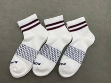 BOMBAS 3 Pairs Honeycomb Cushion Red stripes Quarter Socks Men's Size L