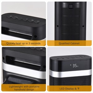 1500W Portable Ceramic Space Heater With Remote Oscillation 4 Modes