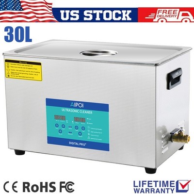 New 30L Ultrasonic Cleaner Stainless Steel Industry Heated Heater w/Timer Basket