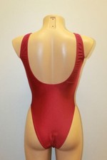 Women One-piece Leotard 201-04 Bottom Half Closed Dark Red Spandex Size L