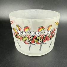 Vtg 1950’s Gay Fad Nineties Here’s To You Frosted Glass Can Can Girls Bowl RARE