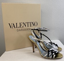 Valentino Garavani Metallic Sandals Women's US6 EU36 Silver Leather Ankle Strap