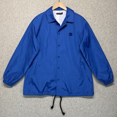 Acne Studios Mens Small Blue Coach Jacket Snap Front Face Patch Portugal