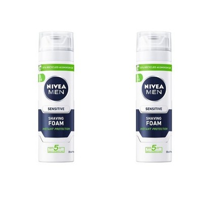 2x Nivea Sensitive Shaving Foam for Men, 200ml/ 6.7 oz.