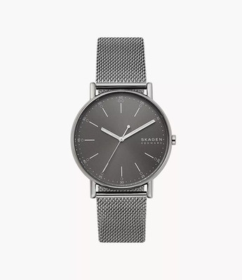 Skagen Signature Three-Hand Gray Steel Mesh Watch