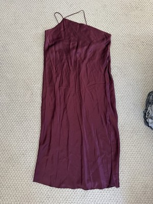 satin slip dress burgundy Cropped V Neck Slip Dress main image 1