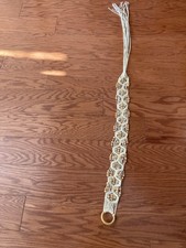 Woven Natural Beige Macrame Handmade Crochet Hippie Boho Bohemian Tie Belt Beads