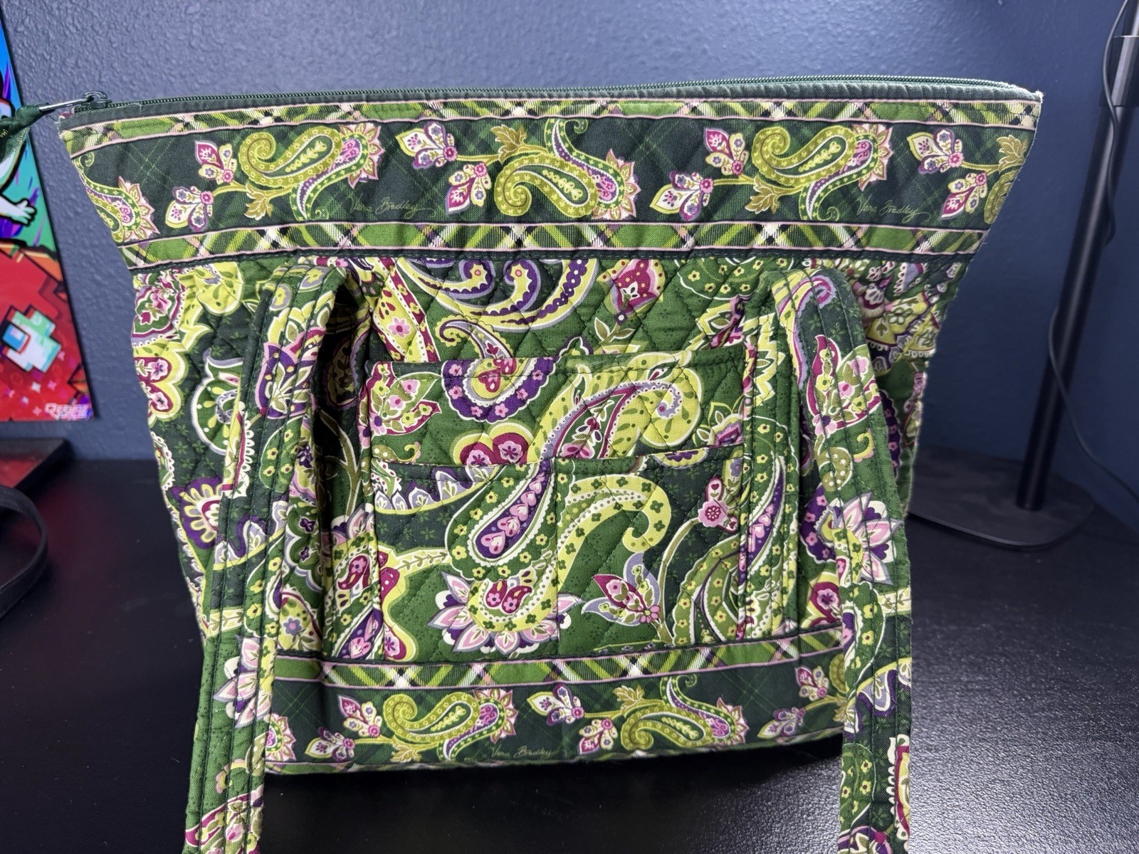Vera Bradley Quilted Large Tote Bag  Paisley Purple Green Floral Purse