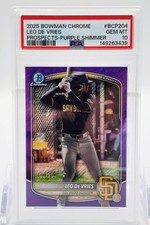 2025 Bowman Chrome Leo De Vries Purple Shimmer /250 PSA 10 Padres BCP-204