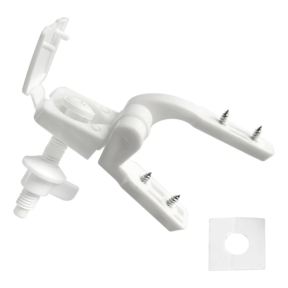 Repuesto universal de bisagra de asiento de inodoro de plástico blanco con pernos tornillos y tuercas Foto 3 de 4