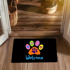 Funny Dog Paw Print Welcome Mat Doormat Pet Lover Entrance Mat Decor Home Puppy