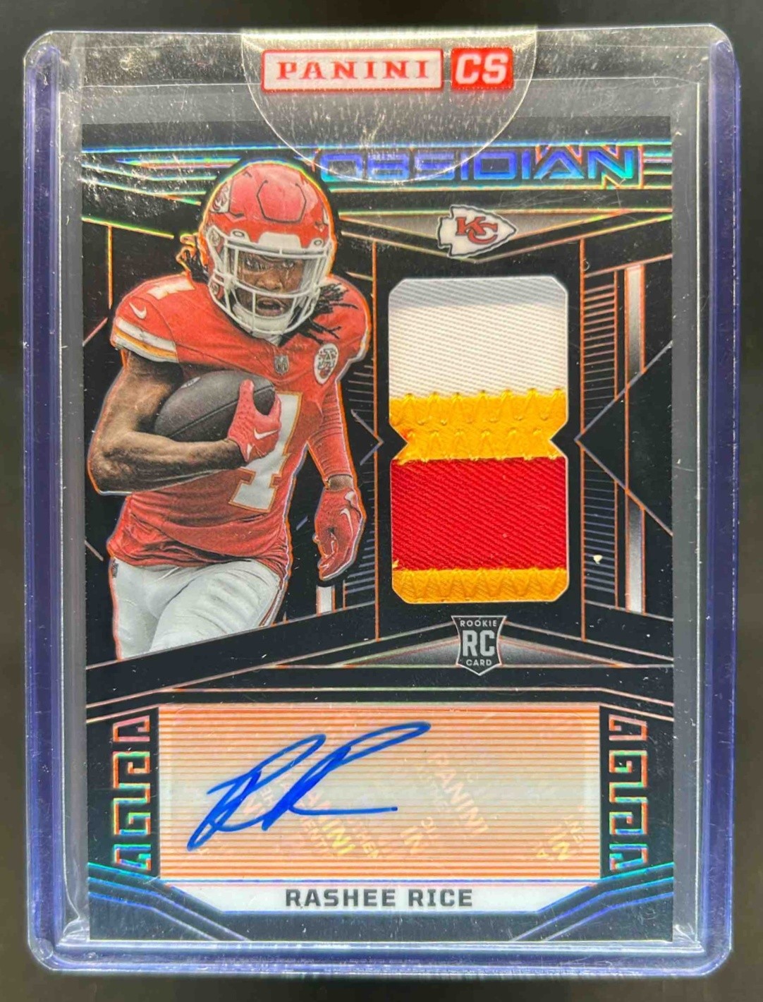 2023 Obsidian Rashee Rice RC Patch Electric Etch Orange Auto #45/49 Chiefs