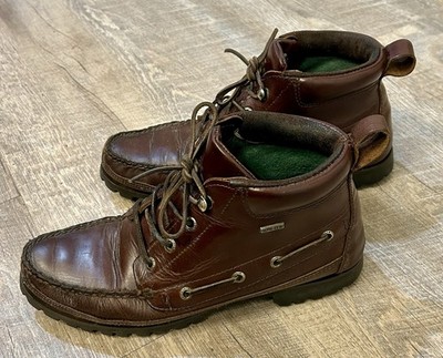 Vintage HH Brown B6667 Leather Waterproof Ankle Boots size 9.5 Moc Toe Gorpcore
