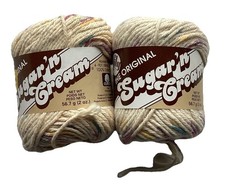 Lily Original Sugar N Cream Cotton Yarn 2-2oz Skein Lot Potpourri Ombr Lot VTG