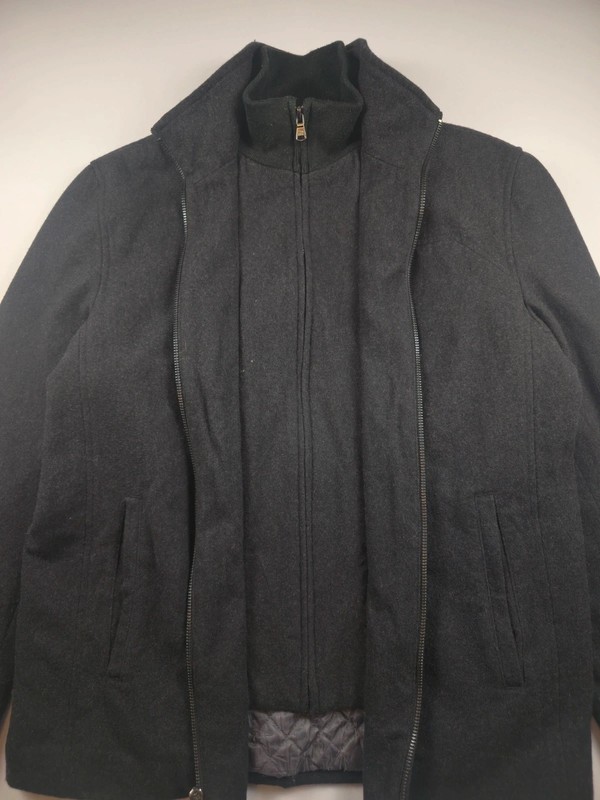 Calvin Klein Modern Wool Blend Jacket Regular Black Quilted Lining M 322 image 9