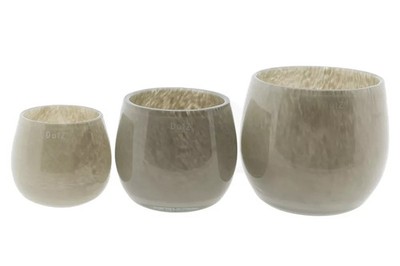 Dutz Vasen Pot TAUPE, verschiedene Größen D20 cm, D16 cm, D13 cm, dickes Glas