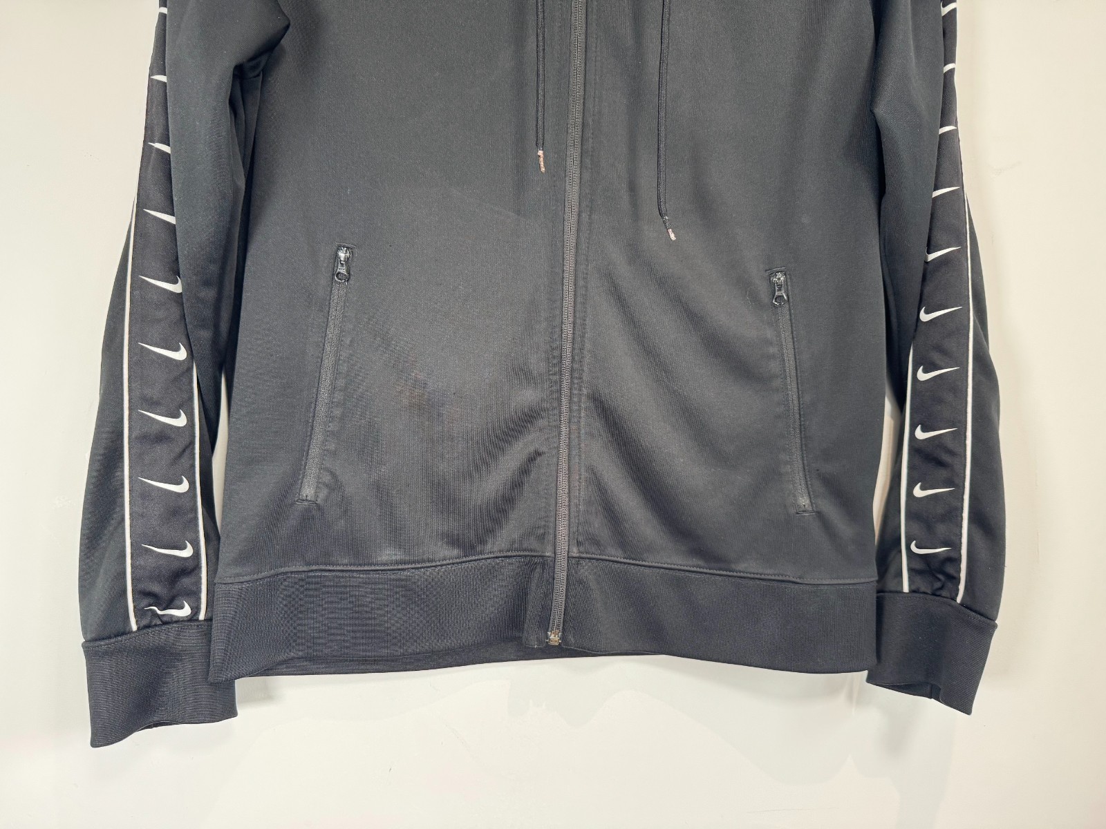 SACAI X NIKE Felpa Nike con cappuccio uomo taglia Mesium nera full zip nastro logo felpa track jacket