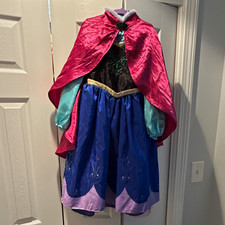 Disney Frozen Anna Kids Costume Dress with Pink Cape, Girl Size 5/6