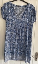 Laura Ashley Ladies Size 12 Blue Floral V Neck Dress VGC See measurements 