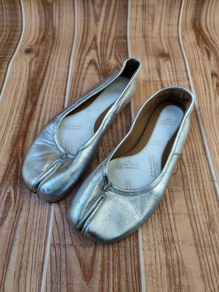 Кожаные серебряные балетки Maison Martin Margiela TABI ЕС 36 США 6 - Изображение 4 из 4