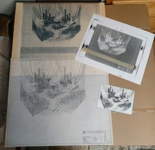 CBS Television Studio Original Pencil Set Design Stage Performing Set #4 1970's 