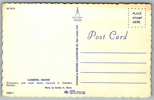 Postcard Camden ME c1960s Schooners And Small Boats Camden Harbor - Bild 2 von 2