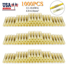1000PCS Yellow 12-10 Ga Heat Shrink Crimp Terminals Kit Butt Wire Connectors AWG