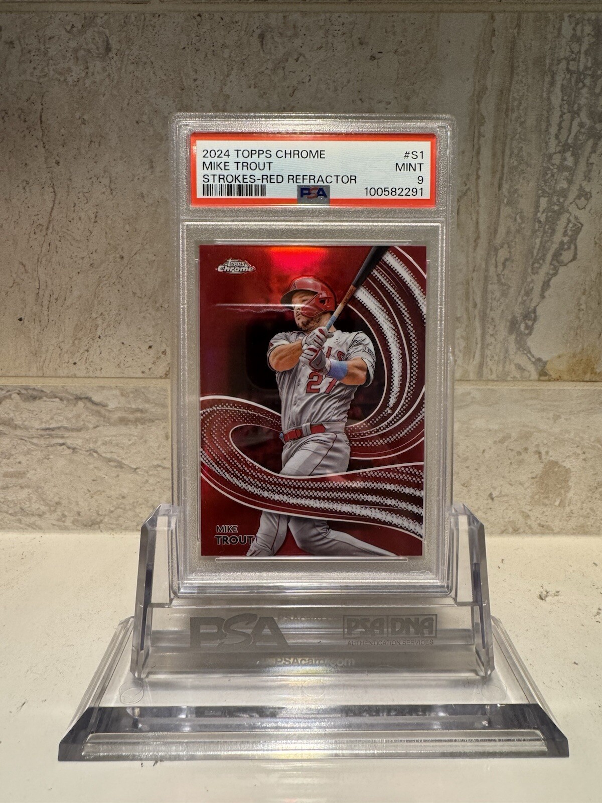 2024 Topps Chrome - Strokes #S-1 Mike Trout Red Refractor /5