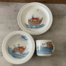 Vintage 1983 Noah's Ark Penny Ives Royal Worcester 3-PC Child's Dish Set England