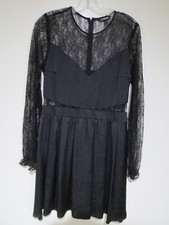 Express Dress Women’s 10 Black Lace Casual Ladies Bohemian Mini Skater Flowy