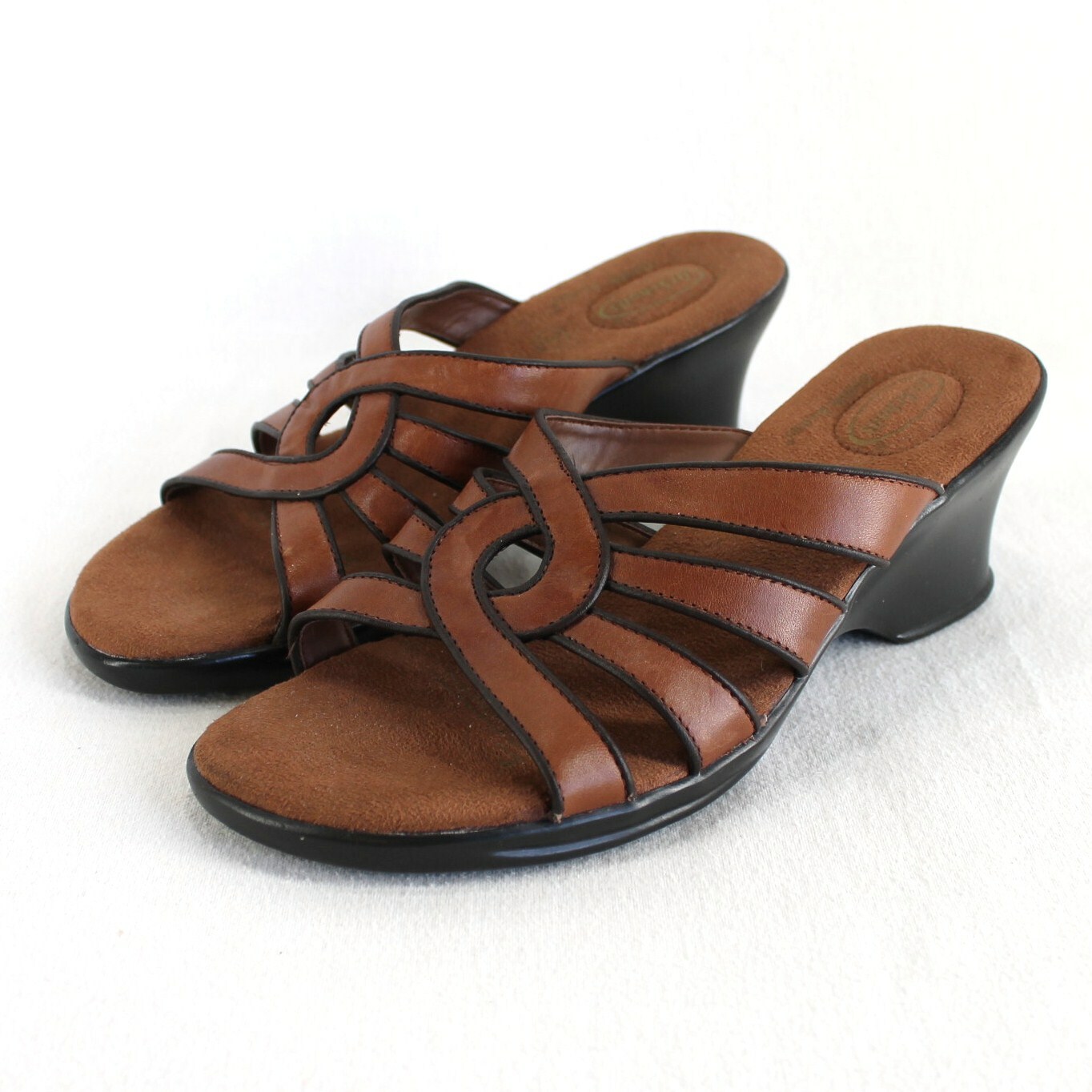 Dr Scholls Heeled Sandals Womens Sz 9 Brown Leather Strappy Open Toe | eBay
