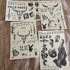 4 Sheets Temporary Tattoos Stickers Face Tattoos Kit Fake Body Art New
