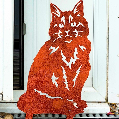 Cat Silhouette Home Decoration Statue Metal Art Garden Ornament Gifts Her Woman - Foto 47 di 48