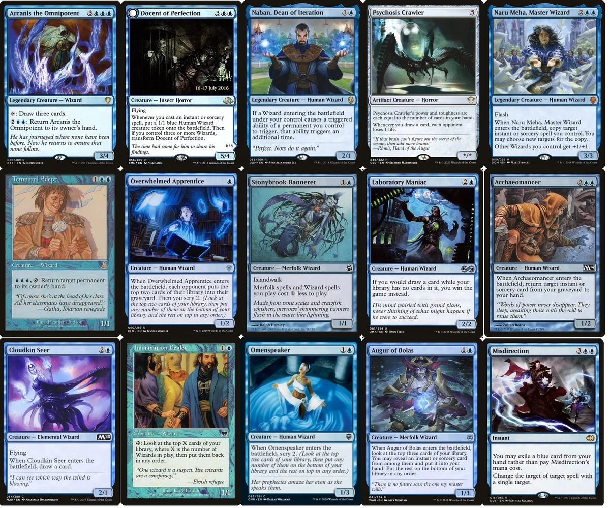 mtg wizard cards Commander Deck - Mono Blue - EDH - 100 Card - Custom Magic The Gathering Deck Top 10 Wizards in Magic: