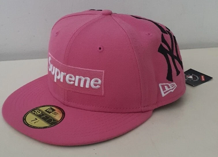 FW21 Supreme New York Yankees Box Logo new Era size 7 1/4 pink cap hat snapback