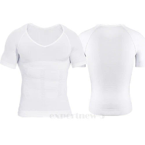 Mens T-shirt Shaper Male Tummy Compression Shapewear Fitness Waist Girdle Vest - Picture 32 of 47