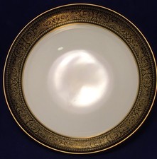 Mikasa Mount Holyoke Round Vegetable Bowl Narumi Gold Flowers Scroll Black Band 