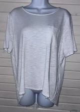 Chicos Sz 2P (PETITES LARGE PL) White Lace-Back Tee Top Tunic Cotton EUC