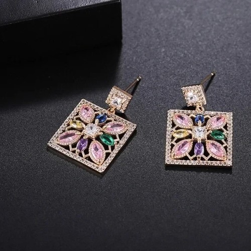 Made With Swarovski Crystals The Nanyah Multi Color Dangle Earrings S1 - Picture 2 of 4