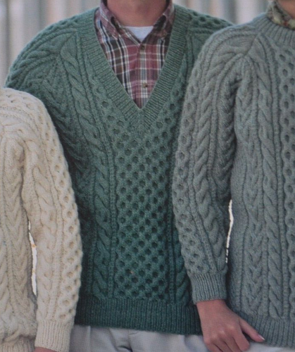 (137)Knitting Pattern - Family Adults Children's Aran Sweaters Sizes 30"- 44" - Picture 3 of 5
