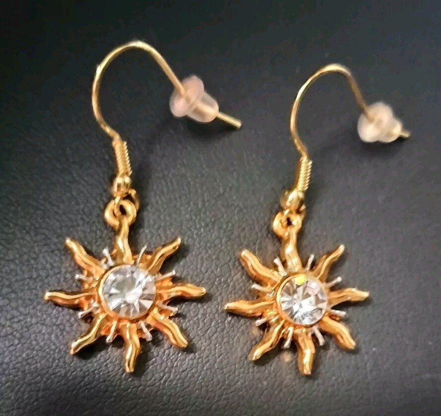 Vintage Celestial Rhinestone Dangle Earrings By P… - image 1