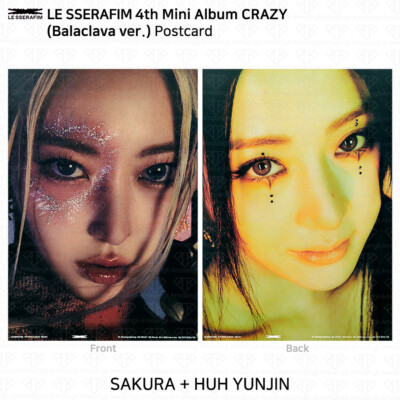 Le Sserafim 4th Mini Album CRAZY Balaclava Ver Official Postcard