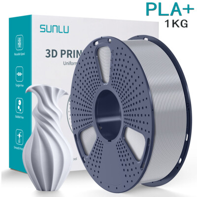 SUNLU 1KG Silver PLA+ 3D Printer Filament 1.75mm PLA Plus For FDM 3D Printers