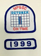 PATCH GSA Girl Scouts MPGSC On Time October 1 1999 Blue White Pink