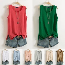 Women's Tank Top Sleeveless Casual Cotton Plain Comfortable Vest Summer Top