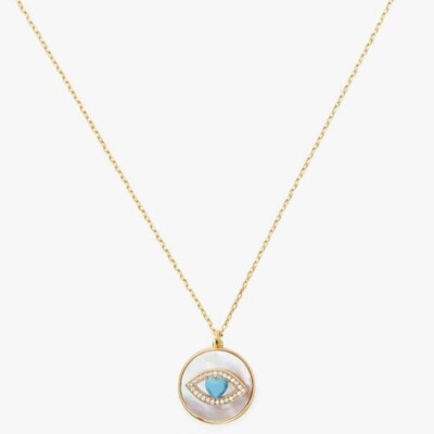 Kate Spade New York Lucky Charm Mother of Pearl Evil Eye Protection Necklace